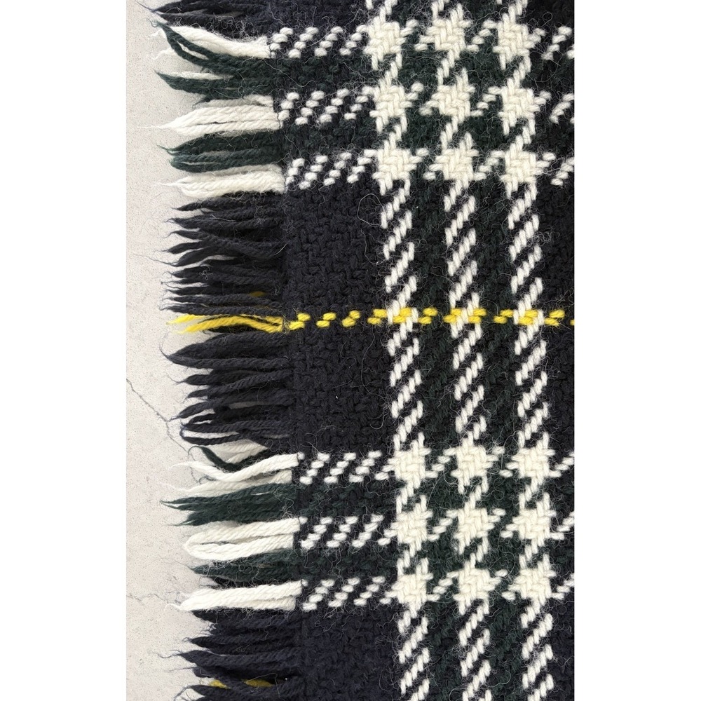 Handmade Irish Wool Blanket John Branigan 100% Pure Wool Throw BlackYellow 50x66 - Picture 4 of 8